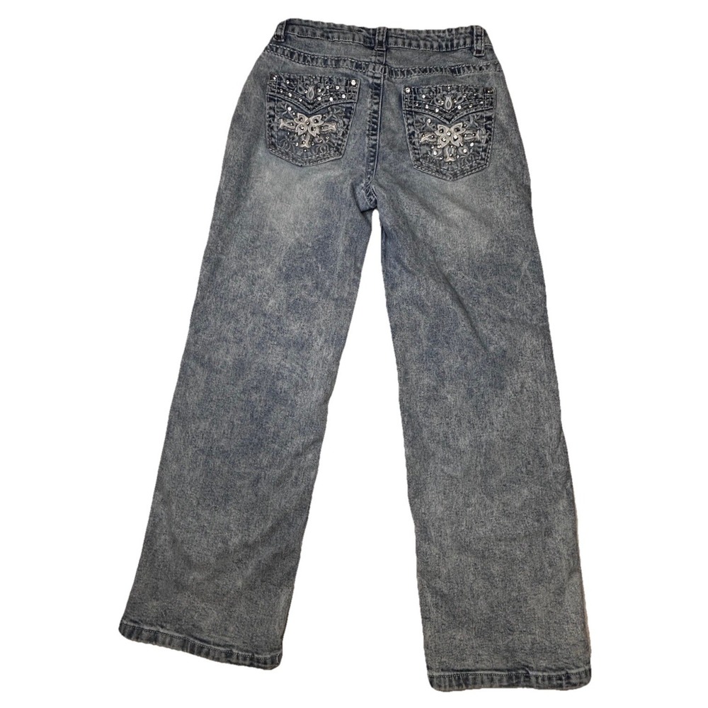 Telepatia Y2K Embellished Bootcut Jeans Womens 7/28 Studded Bling Pocket Denim